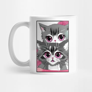 Cute Anime Kittens with Large Pink Eyes Mug